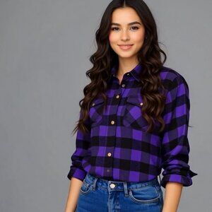 RIDERACT® Lightweight Flannel Shirt with Long Sleeve School Back Medium Shirt